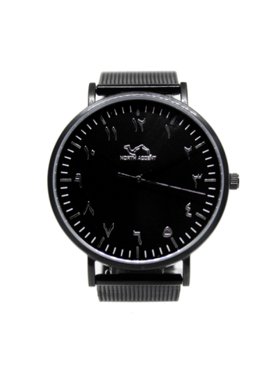 Men  Black Stainless Steel Arabic Watch 
