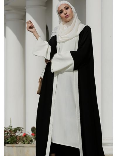 Black and White Color Abaya Dress