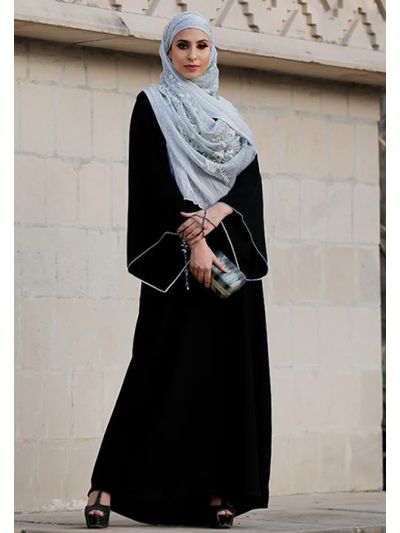 Wide Sleeve Abaya With Silver Outline