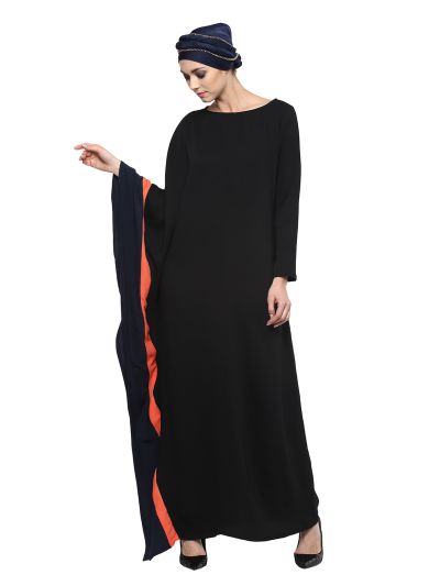 Black Assymetrical Panelled Abaya