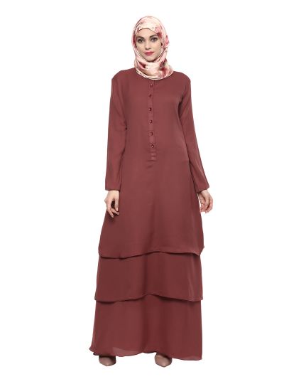 Brown Layered Maxi Abaya