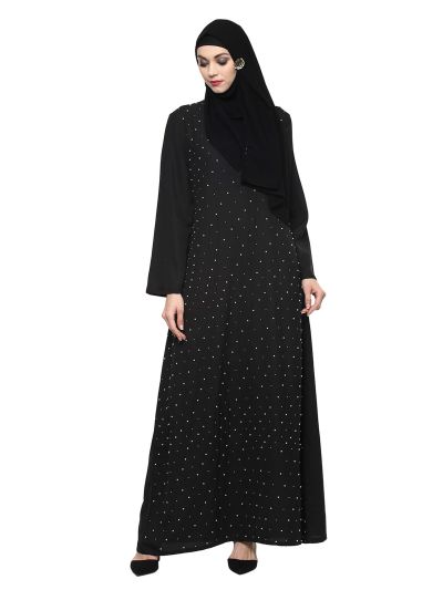 Black Pearl Embroidered Abaya
