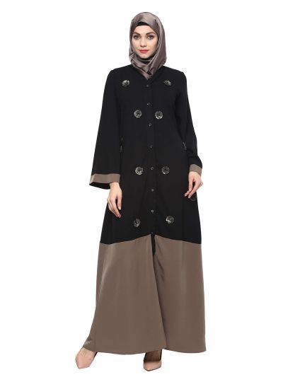 Black/Brown Embellished Abaya