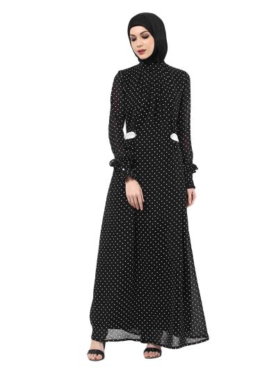 Black Printed Maxi Abaya