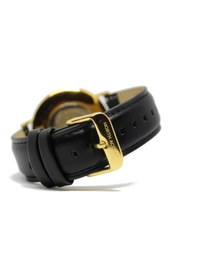 Men Gold & White Leather Arabic Watch 