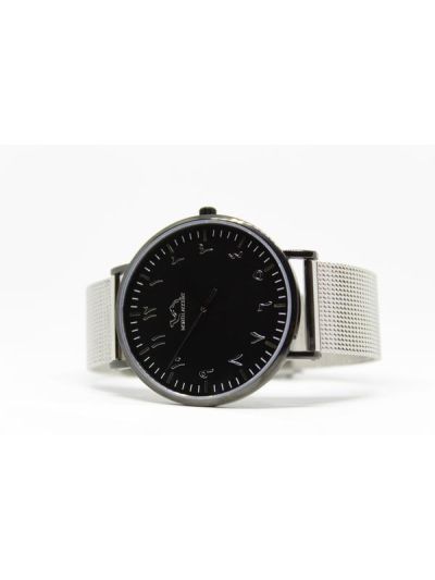 Men Black Stainless Steel Arabic Watch 