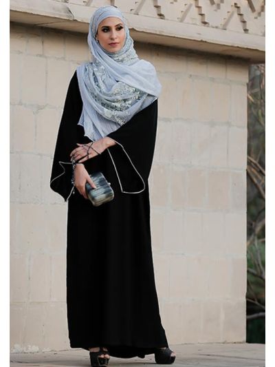 Wide Sleeve Abaya With Silver Outline