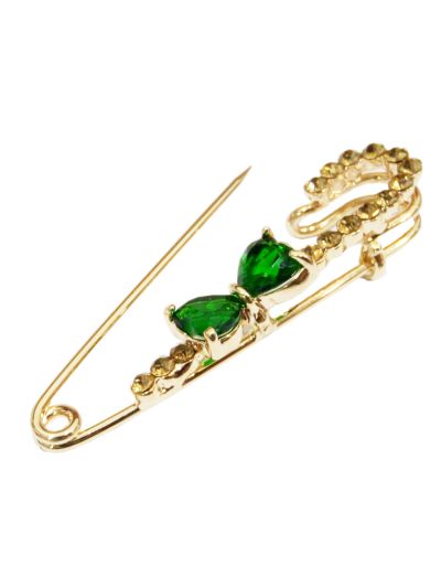 Green Single Bow Design Safety Brooch Pin