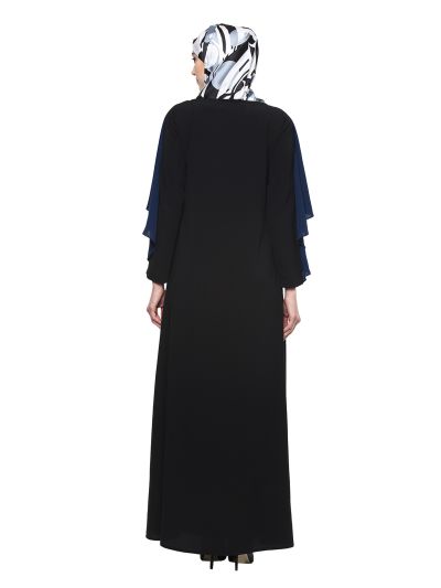 Black / Navy Ruffle Detailed Maxi Abaya