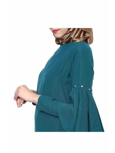 Turquoise Detailed Sleeve Maxi Abaya