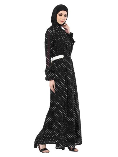 Black Printed Maxi Abaya
