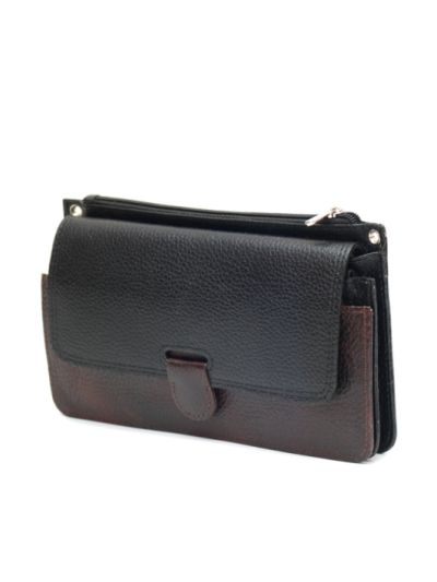 Black-Brown Leather Clutch