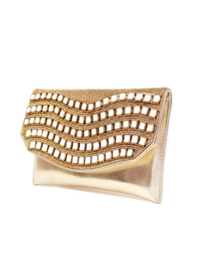 Golden Leather Clutch