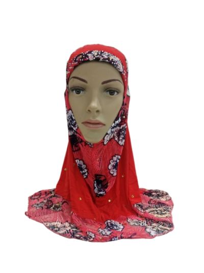 Red Net Desigh Instant Kids Hijab
