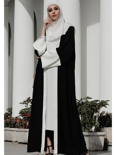 Black and White Color Abaya Dress