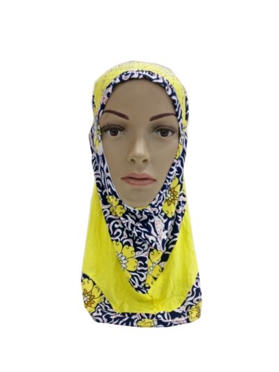 Yellow Flower Desigh Instant Kids Hijab