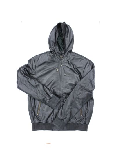 Hoodie leather jacket