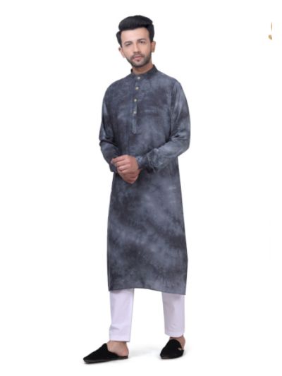 Grey Tie Dye Kurta Set for Men
