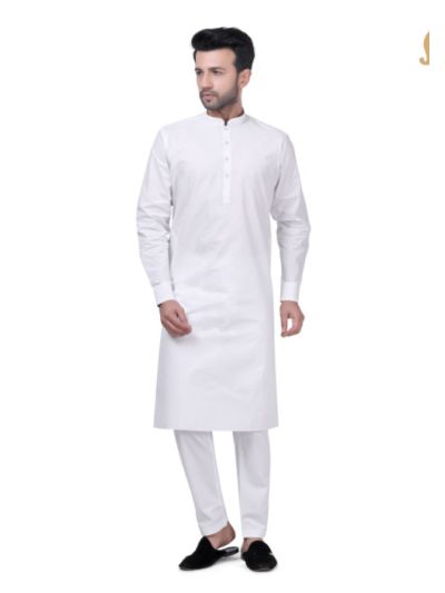 White Yuksek Floral Kurta Set for Men