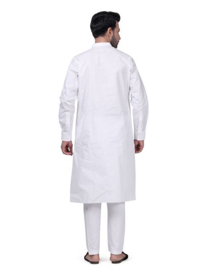White Yuksek Pintex Kurta Set for Men