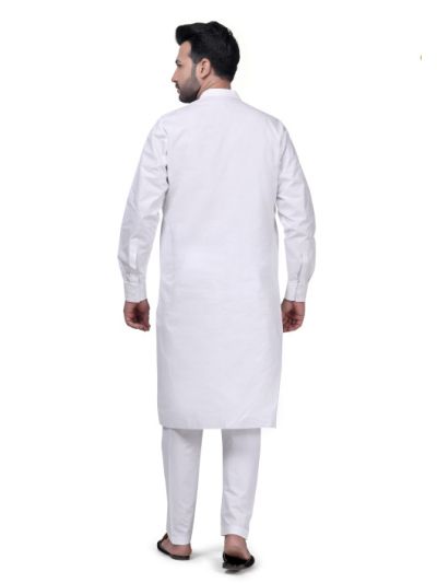 White Yuksek Geometric Kurta Set for Men
