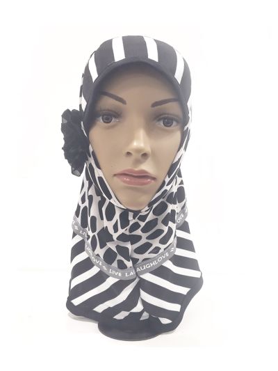 Black & White Instant Kids Hijab