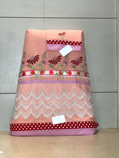 Peach Rida With Machine Embroidery
