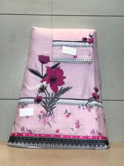 Blush Pink Rida with Machine Embroidery & Smart Floral Panel