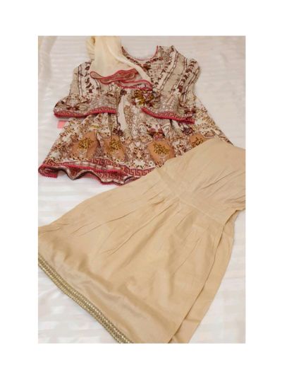 Riwaj Lawn Kurta with Gharara pants Set																		