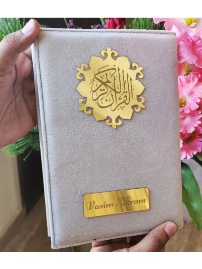 Light grey Velvet Quran