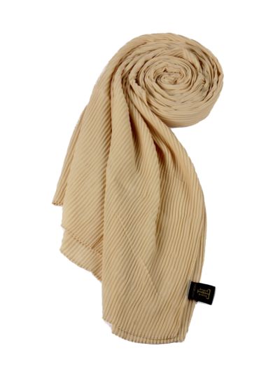 Cream Pleated Chiffon Hijab