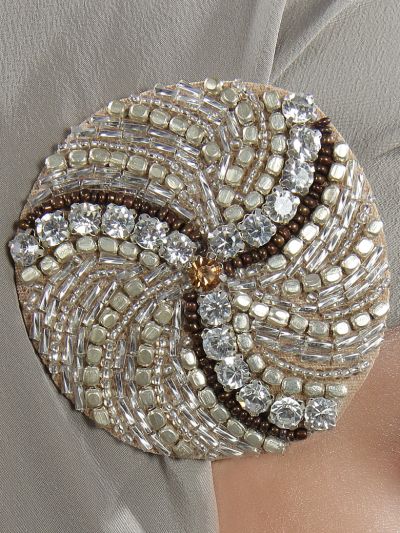 Circular Design Hand Embroidered Brooch Pin