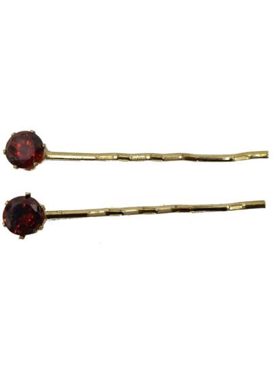 Golden Gem Stone Hijab Pin (Red)