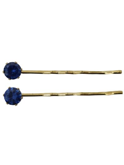 Golden Gem Stone Hijab Pin (Blue)
