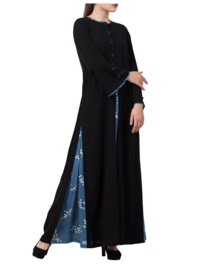 Abaya Dress With Umbrella Like Flare and Matching Fabric Buttons