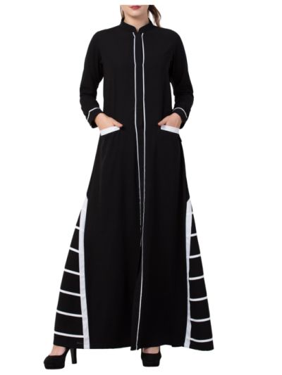 Abaya Dress With Front Pockets and Matching Stole
