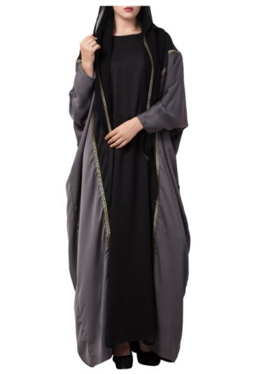 Designer Abaya with lace work and attached hood