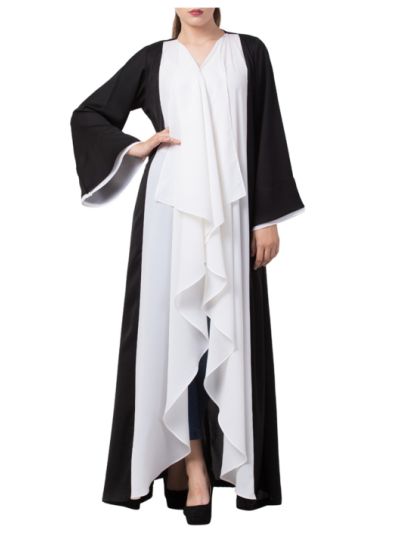 Beautiful Shrug like Front Open Dress Abaya in Dual Color