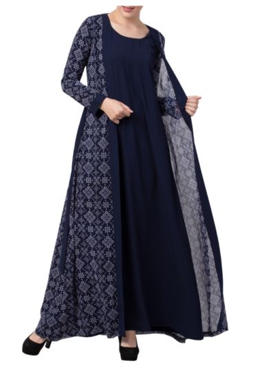 Abaya Dress With Attached Shrug and a Matching Belt