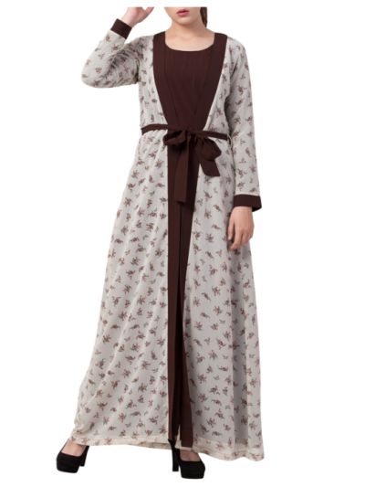 Abaya Dress With Attached Shrug and a Matching Belt