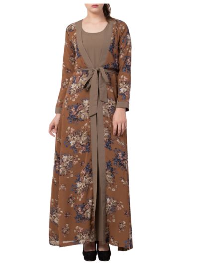 Abaya Dress With Attached Shrug and a Matching Belt