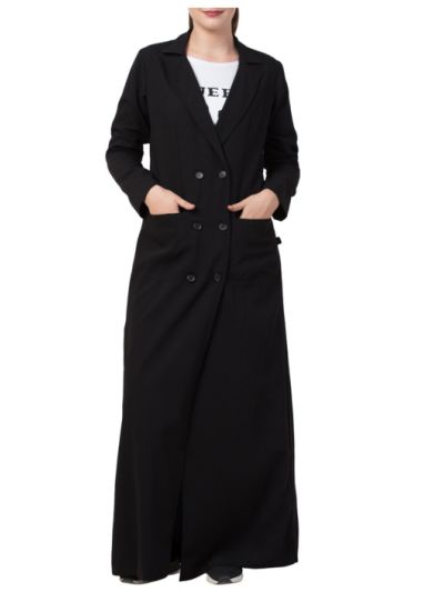 Double Breasted Coatin Full Length with Front Pockets