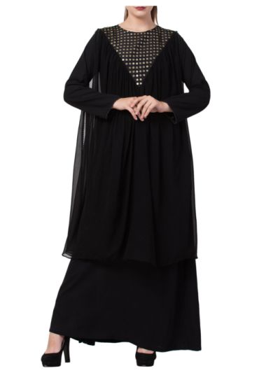 Dual Layer Designer Abaya Dress With Free Matching Stole