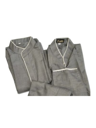 Grey Color Kurta Saya Set With White Makkhi