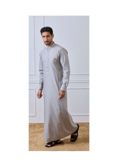 Al Noor Grey Collar Thobe