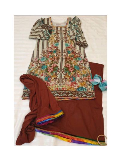 Multicolor Long Riwaj Lawn Kurta  set