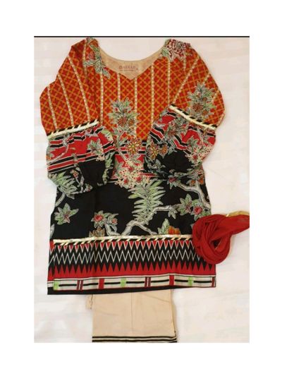 Riwaj Lawn Kurta & Plazzo with balloon sleeves Full Set						