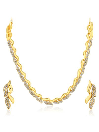 Graceful Gold Plated AD Necklace Set