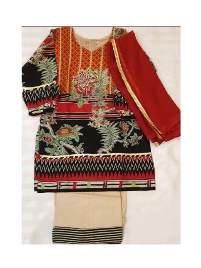 Riwaj Lawn Kurta & Plazzo with balloon sleeves Full Set						