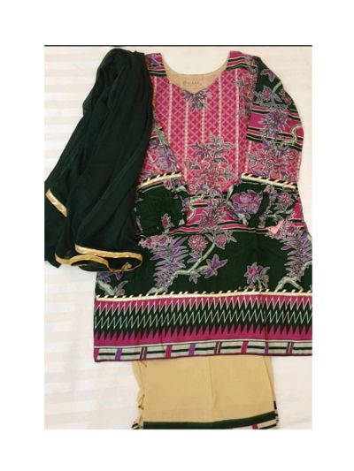 Riwaj Lawn Kurta & Plazzo with balloon sleeves Full Set						